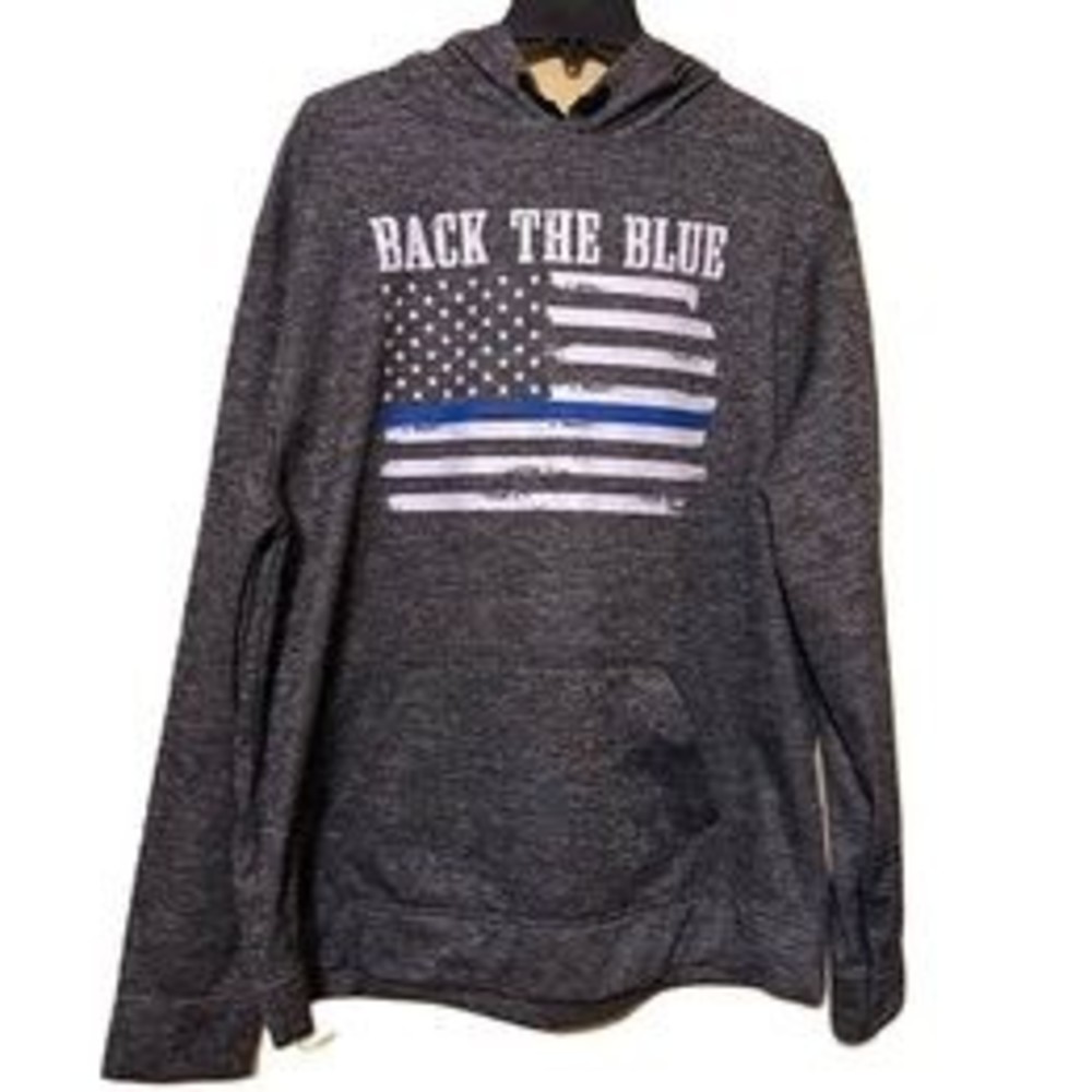 Back The Blue US Flag Sweatshirt Support Our Men in Blue Police Officers XL‎